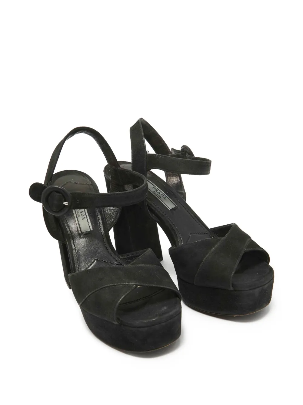 Prada Pre-Owned 110 mm sandalen met blokhak en plateauzool - Zwart