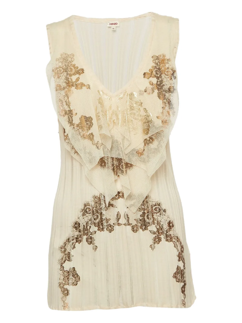 Kenzo Pre-Owned pleated floral top | Neutrals | Image 1