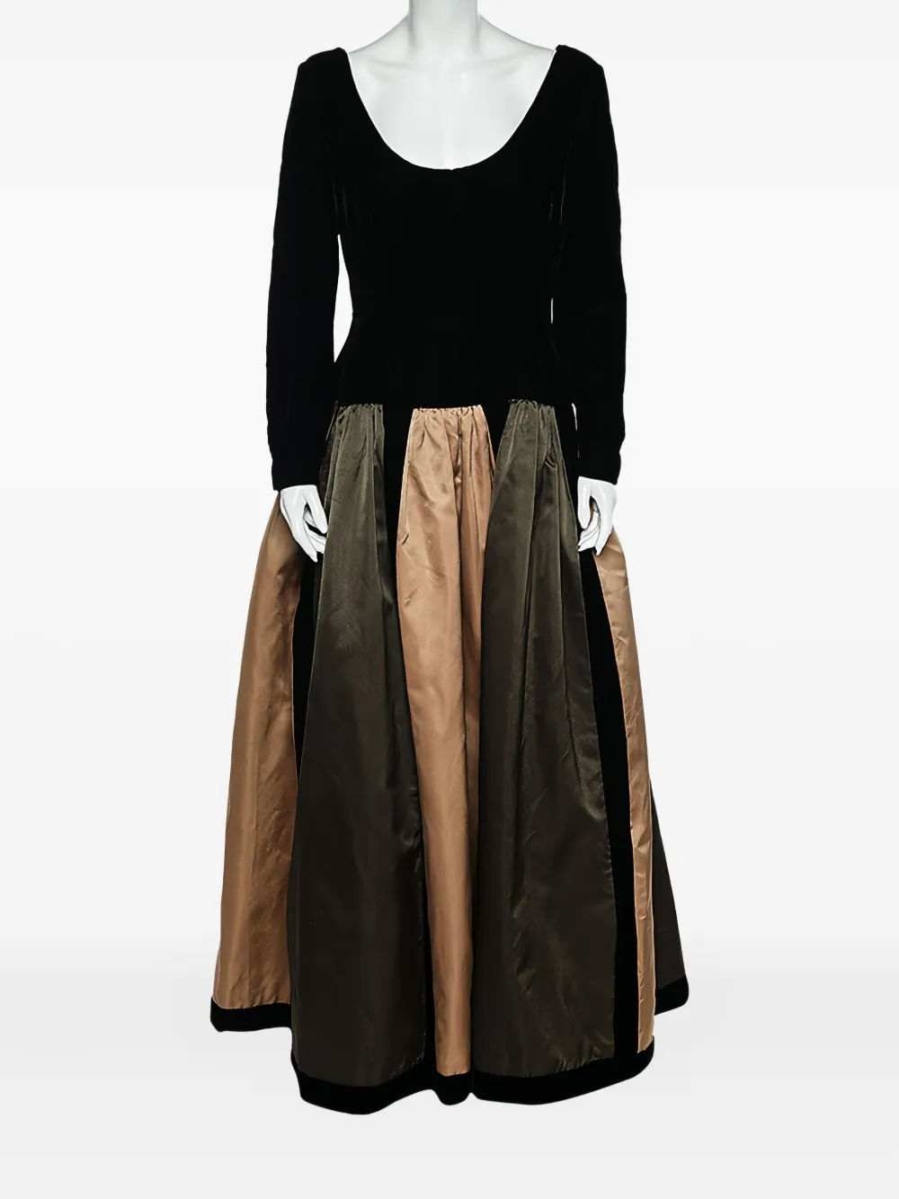 Oscar de la Renta Pre-Owned velvet silk panel dress - Nero