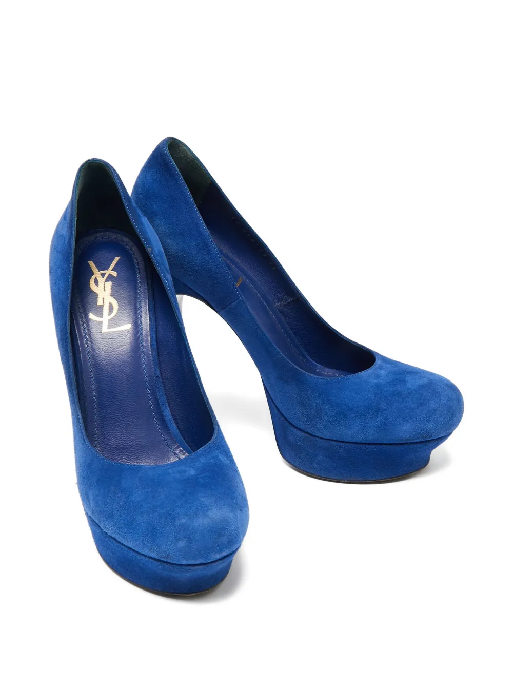 Saint Laurent Pre-Owned 140 mm suède pumps met plateauzool - Blauw