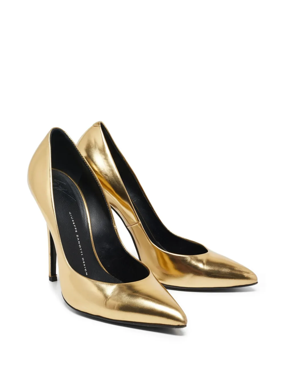 Giuseppe Zanotti Vintage Pre-owned 120 mm metallic leren pumps met puntige neus - Goud