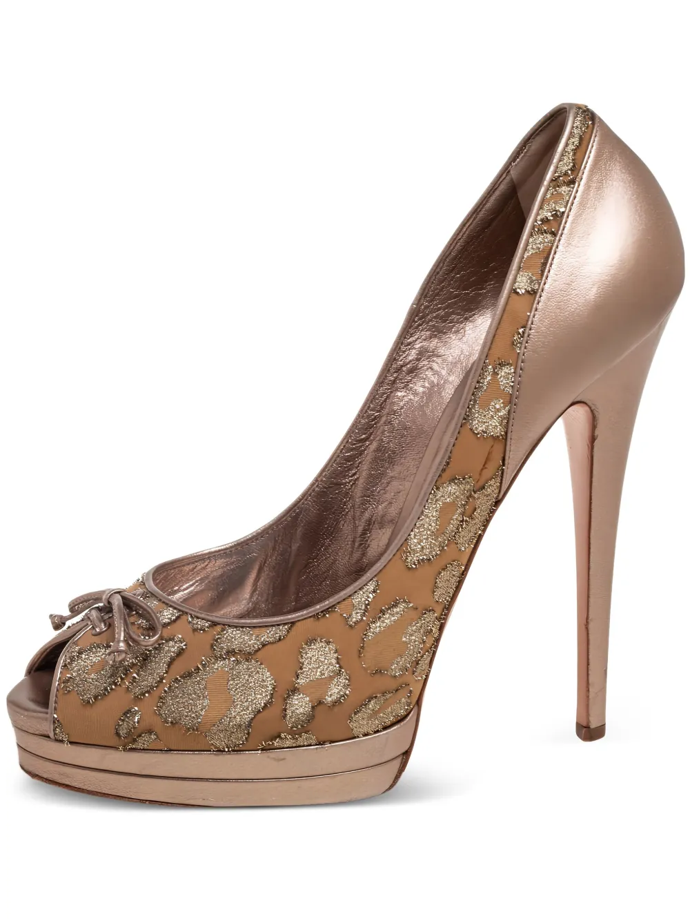 Casadei Vintage 145mm leopard-print platform heels | Gold | Image 1