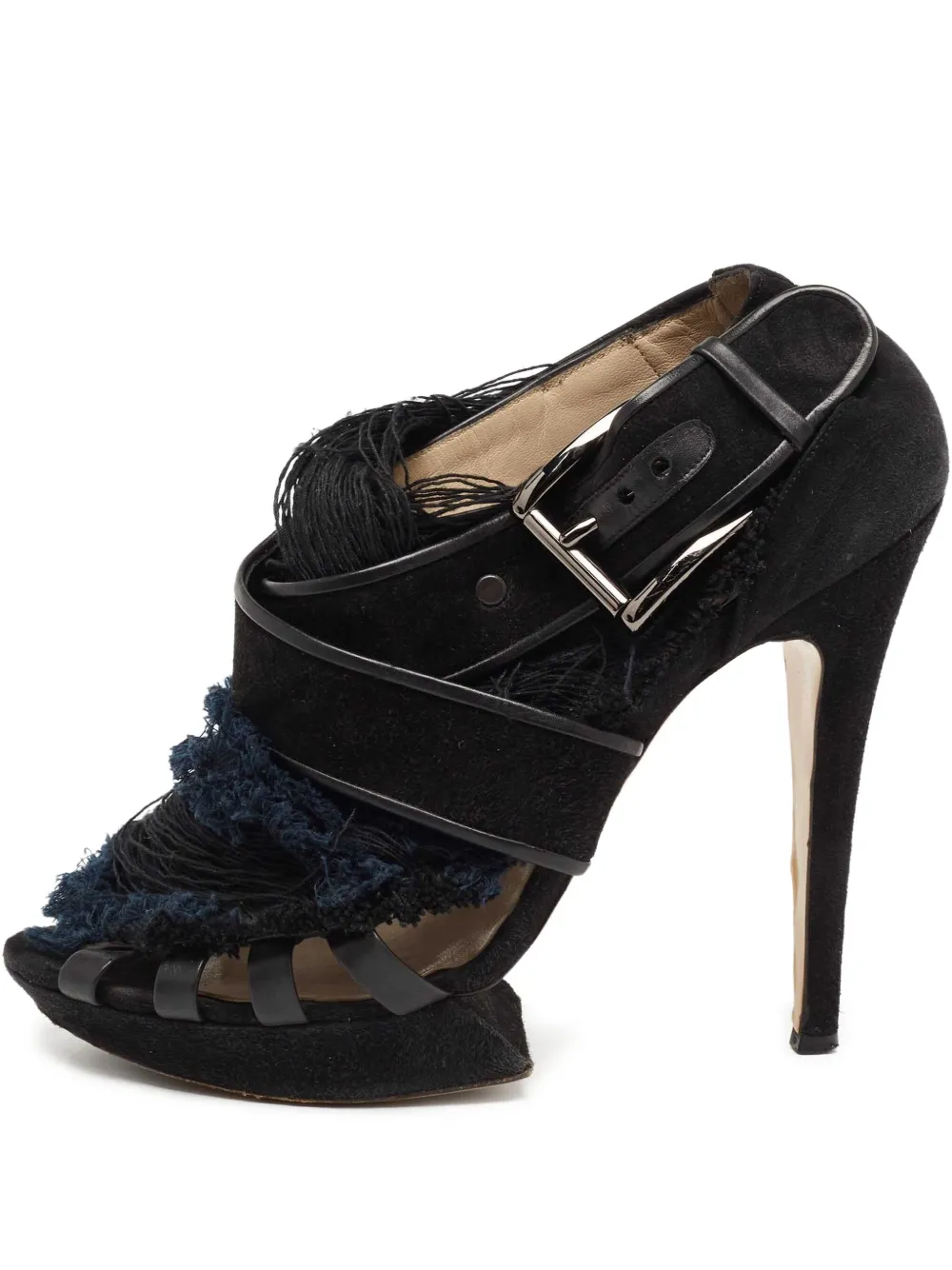 Nicholas Kirkwood Pre-owned ausgefranste Wildledersandalen 130mm | Schwarz | Image 1
