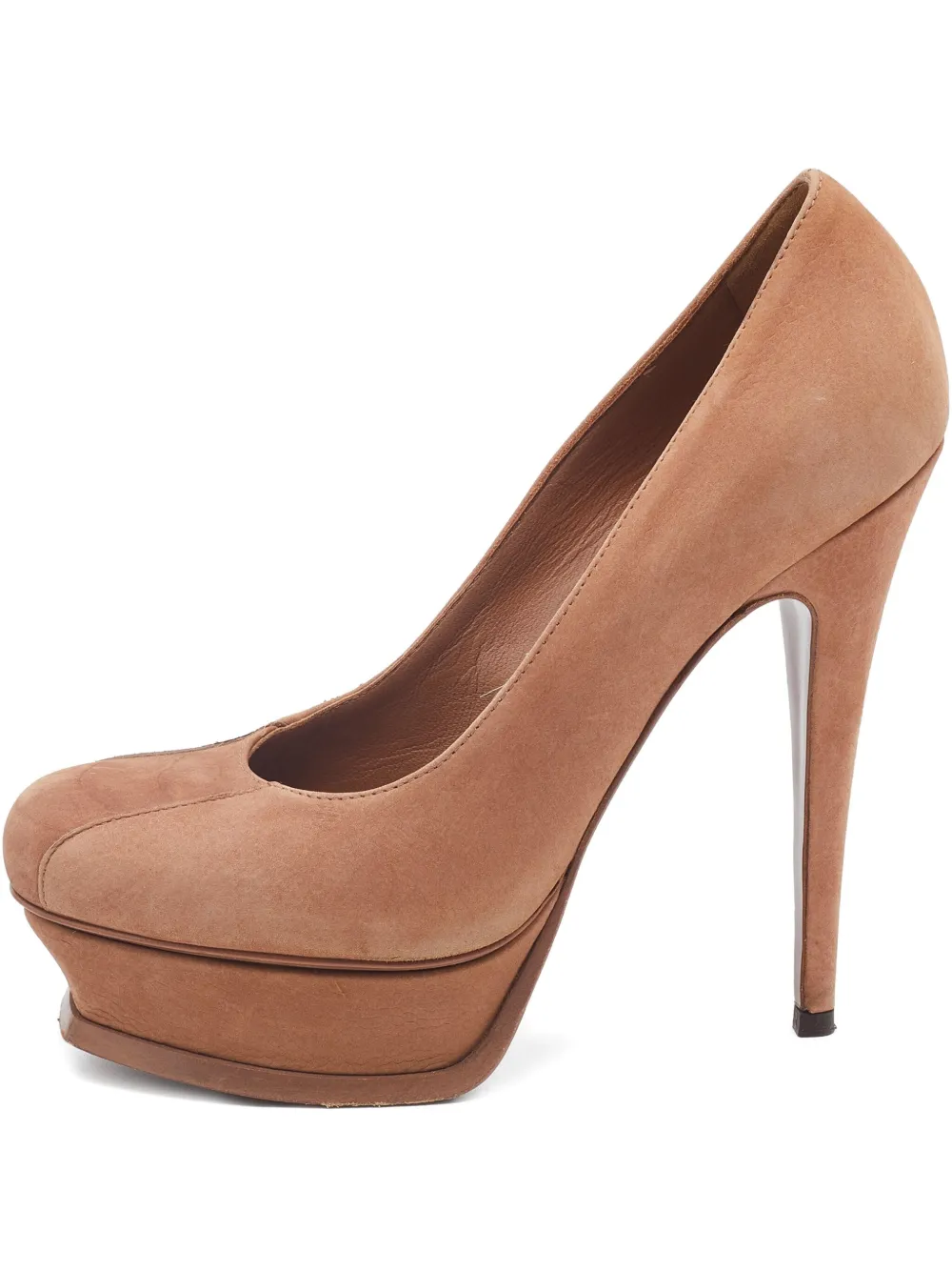Pre-owned Saint Laurent 2023 145mm Tribtoo Platform Suede Pumps