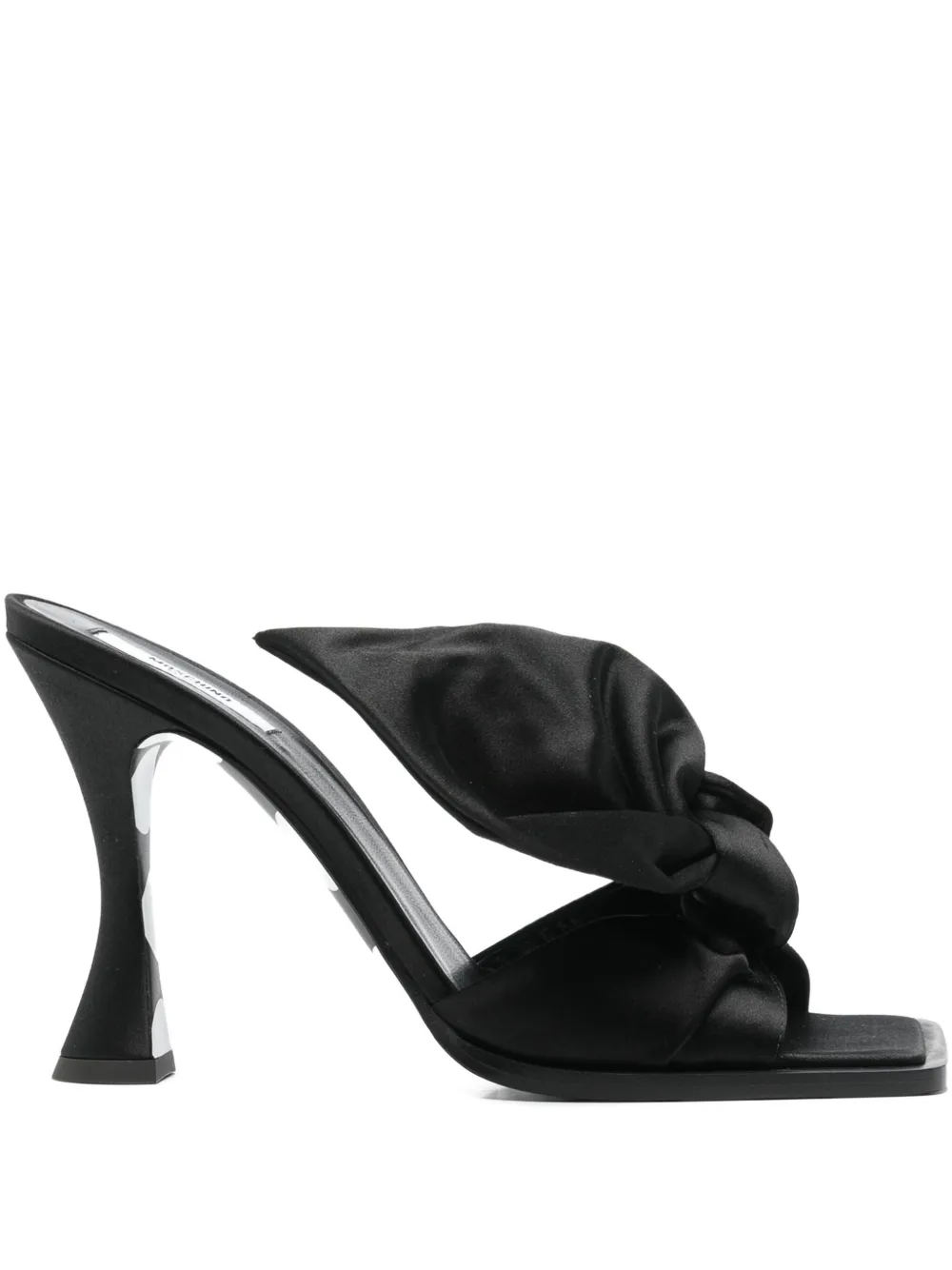Moschino Satin Mules With Bow Detail And Square Toe In Black