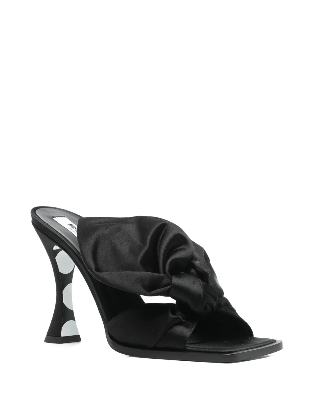 Moschino Satin Mules With Bow Detail And Square Toe In Black