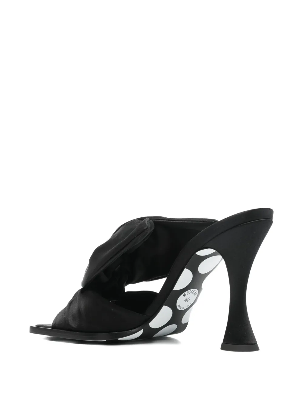 Moschino Satin Mules With Bow Detail And Square Toe In Black