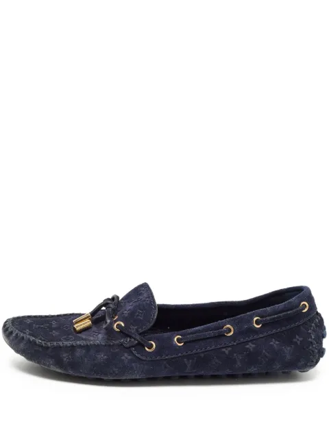 Louis Vuitton Pre-Owned Monogram-debossed suede loafers