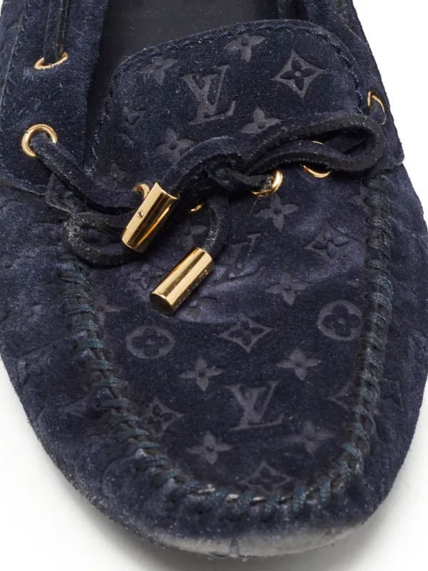 Louis Vuitton Pre-Owned Monogram-debossed Suede Loafers  display picture 1