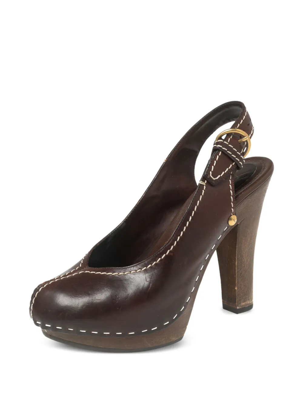Saint Laurent Pre-Owned 120 mm slingback pumps met plateauzool - Bruin