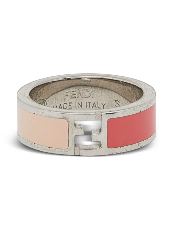 Fendi Pre-owned Two-tone Enamel Ring in Silver
