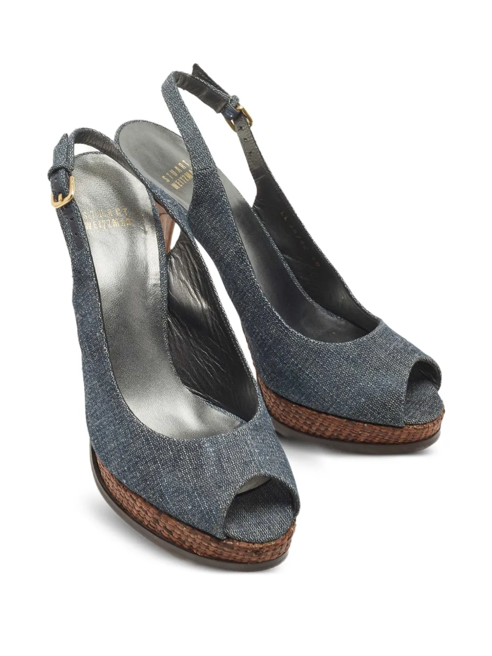 Stuart Weitzman Pre-owned 120 mm denim sandalen - Blauw