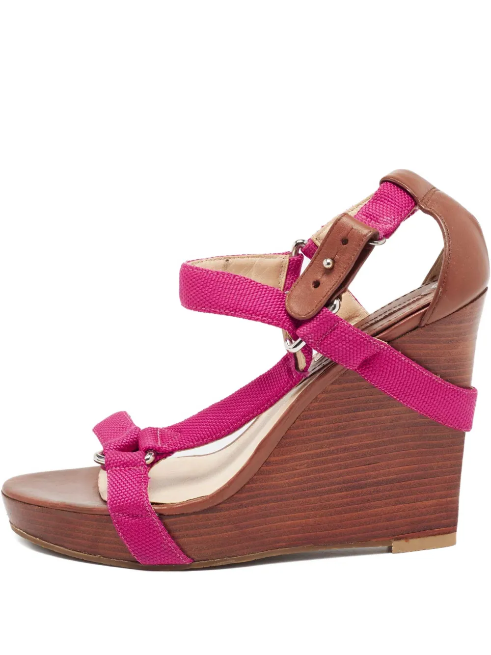Pre-owned Celine 120mm T-strap Wedge Sandals
