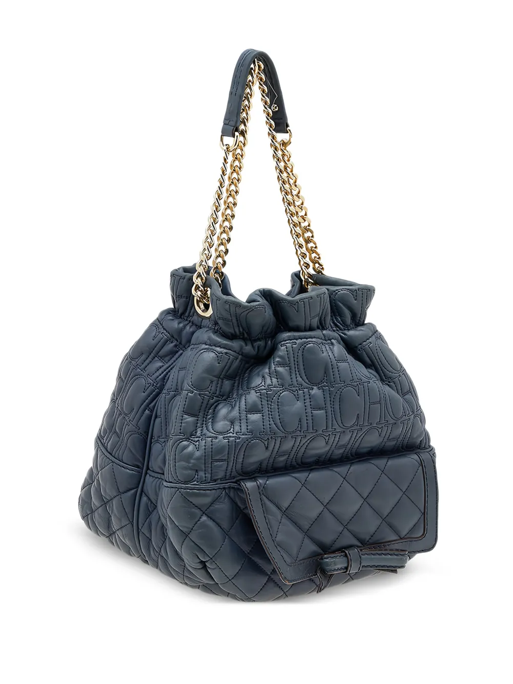 Carolina Herrera Vintage 2023 pre-owned quilted leather shoulder bag - Blue