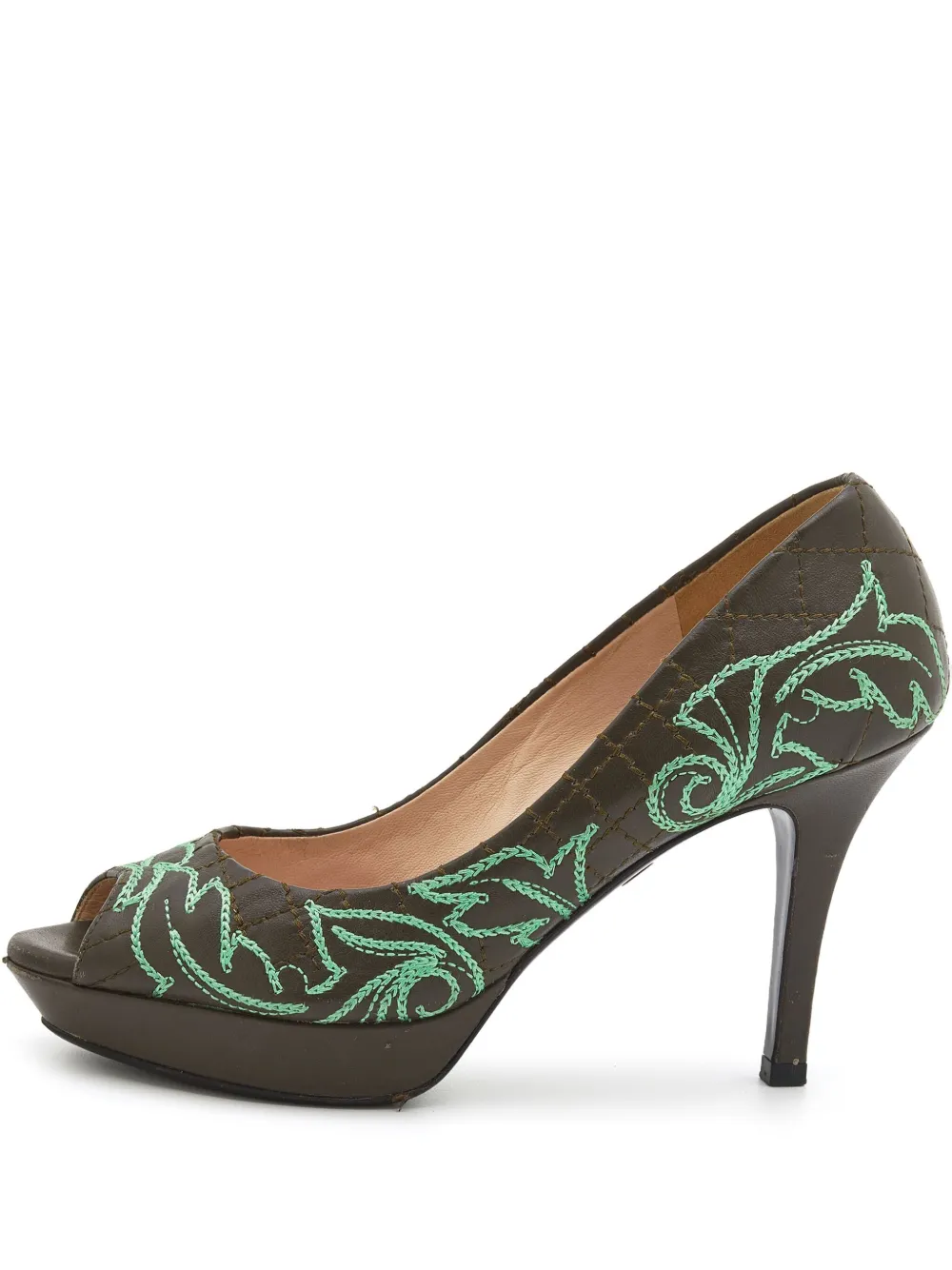 Pre-owned Versace 95mm Embroidered Pumps