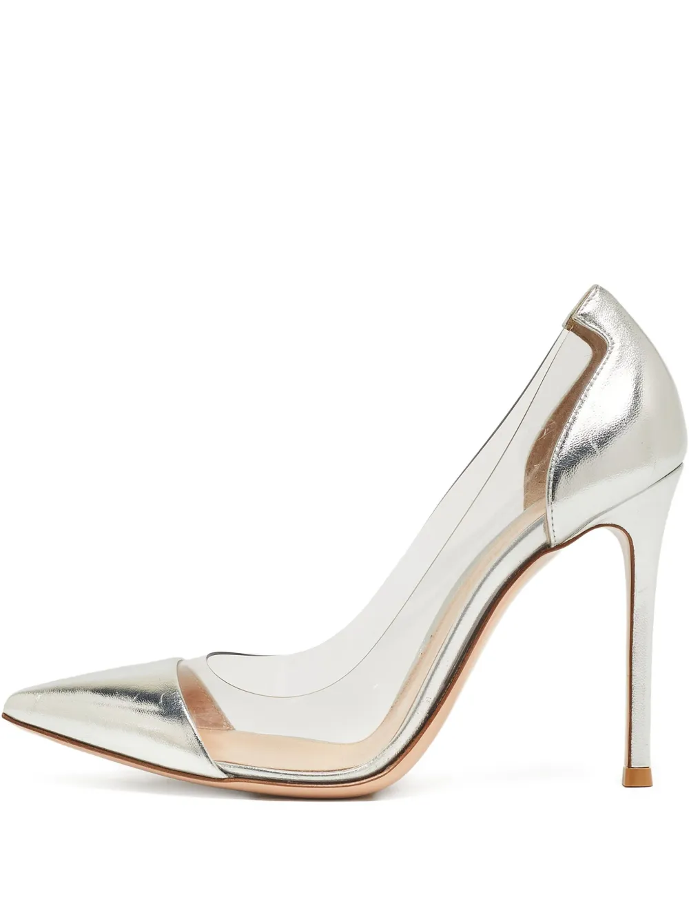 Gianvito Rossi pre-owned 100mm Plexi metallic-effect pointed-toe pumps | Silver | Image 1