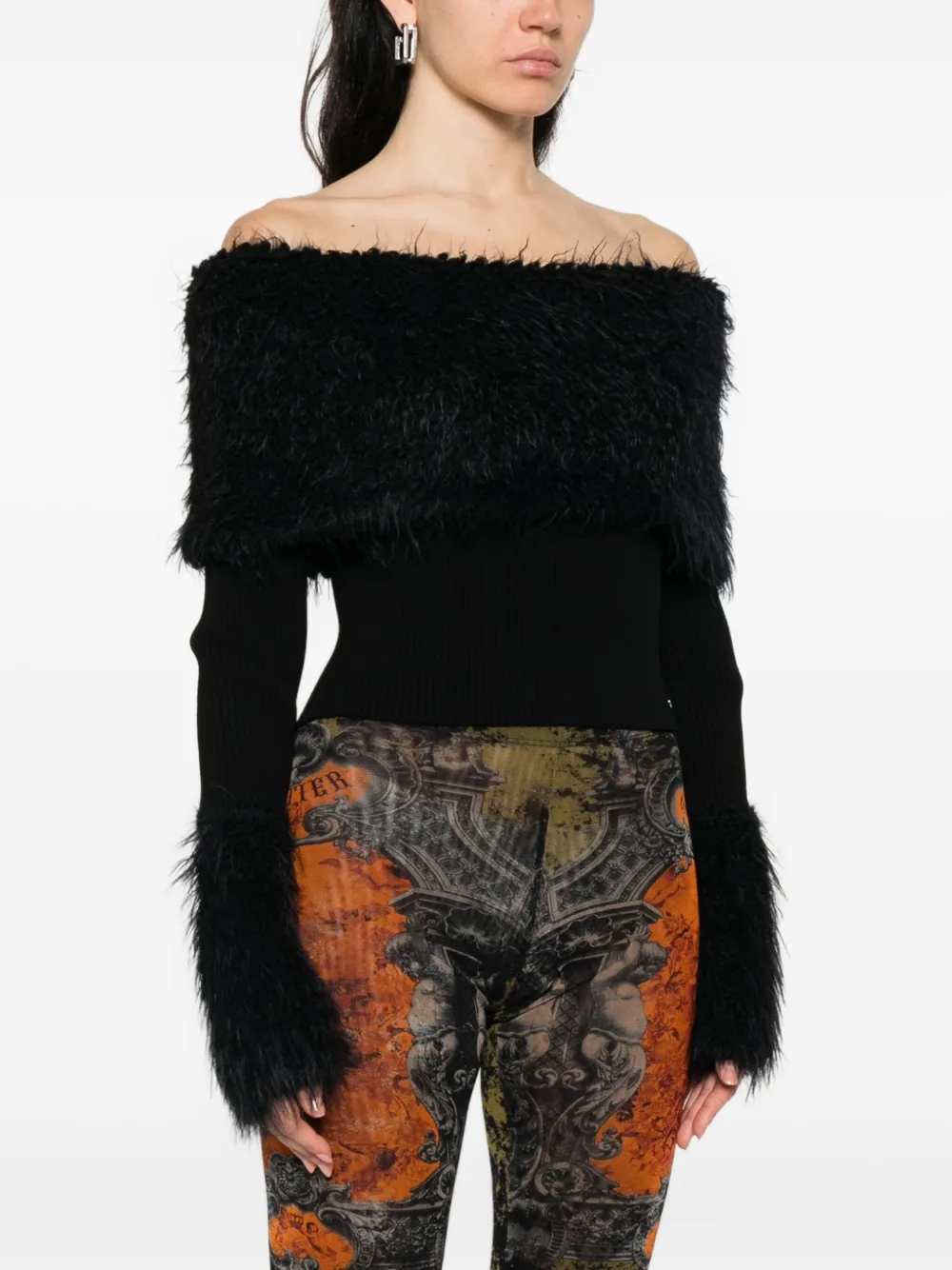 Jean Paul Gaultier shearling sweater Zwart