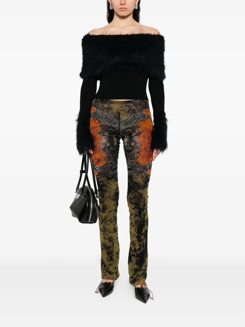 Jean Paul Gaultier shearling sweater Zwart
