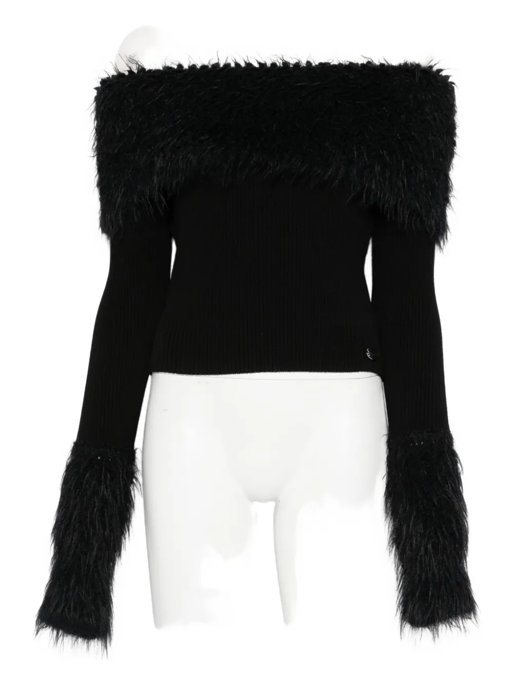 Jean Paul Gaultier shearling sweater Zwart