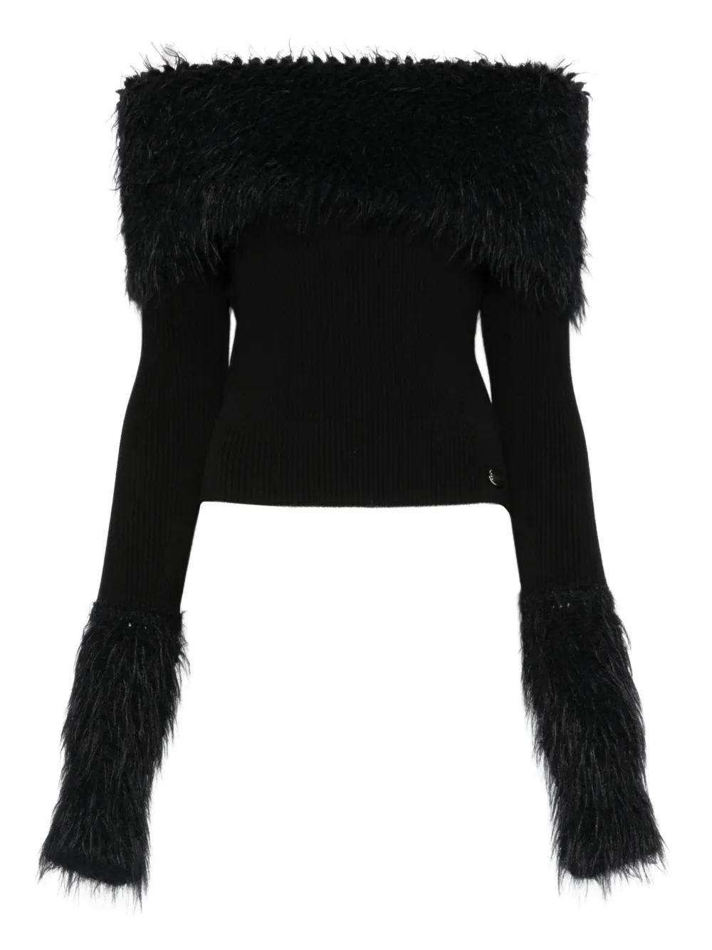 Jean Paul Gaultier shearling sweater Zwart