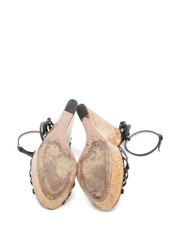 Gucci Pre-Owned コルクウェッジサンダル 120mm | ブラック | FARFETCH JP