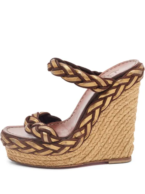 Christian Louboutin Pre-Owned sandalias con cuña trenzada de 135mm