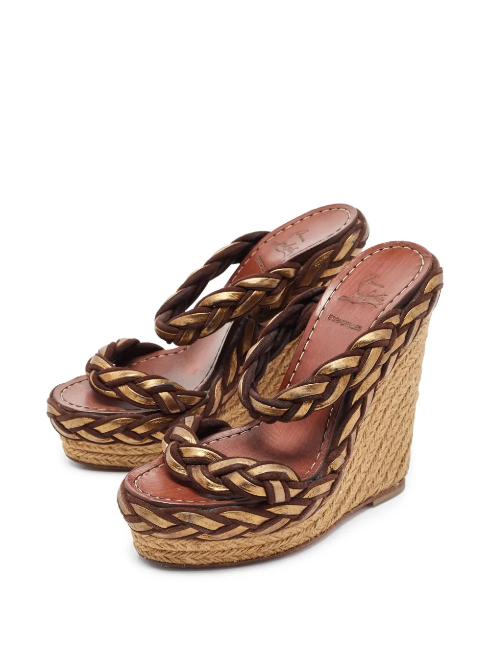 Christian Louboutin Pre-Owned 135mm braided wedge sandals | Image 2