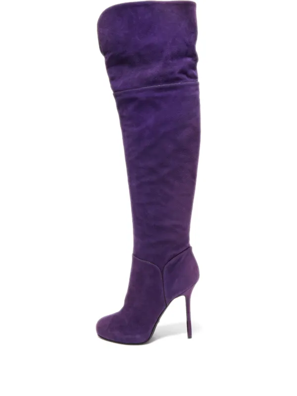 Sergio Rossi Vintage pre-owned 130mm thigh-high Suede Boots Purple  FARFETCH IN