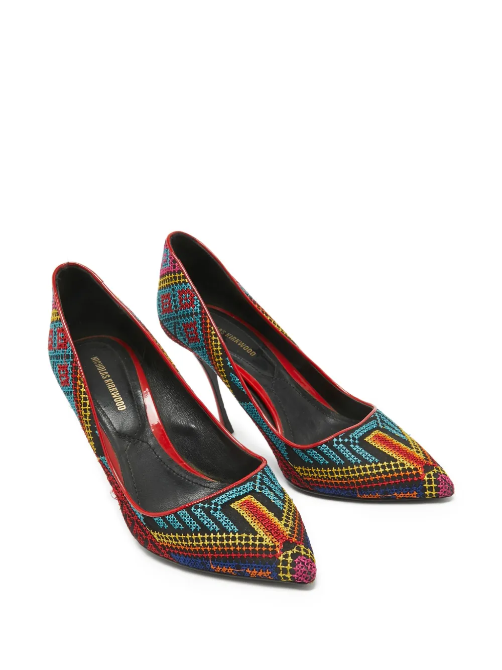 Nicholas Kirkwood Pre-owned 90mm embroidered pointed-toe pumps - Rood