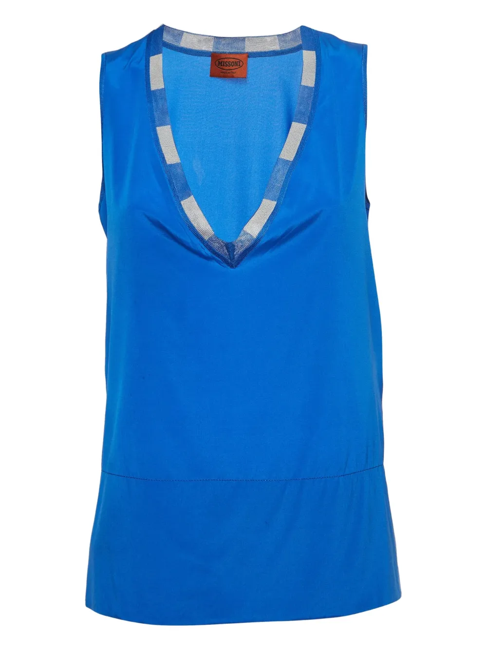 Missoni Pre-Owned silk-blend V-neck top | Blue | Image 1