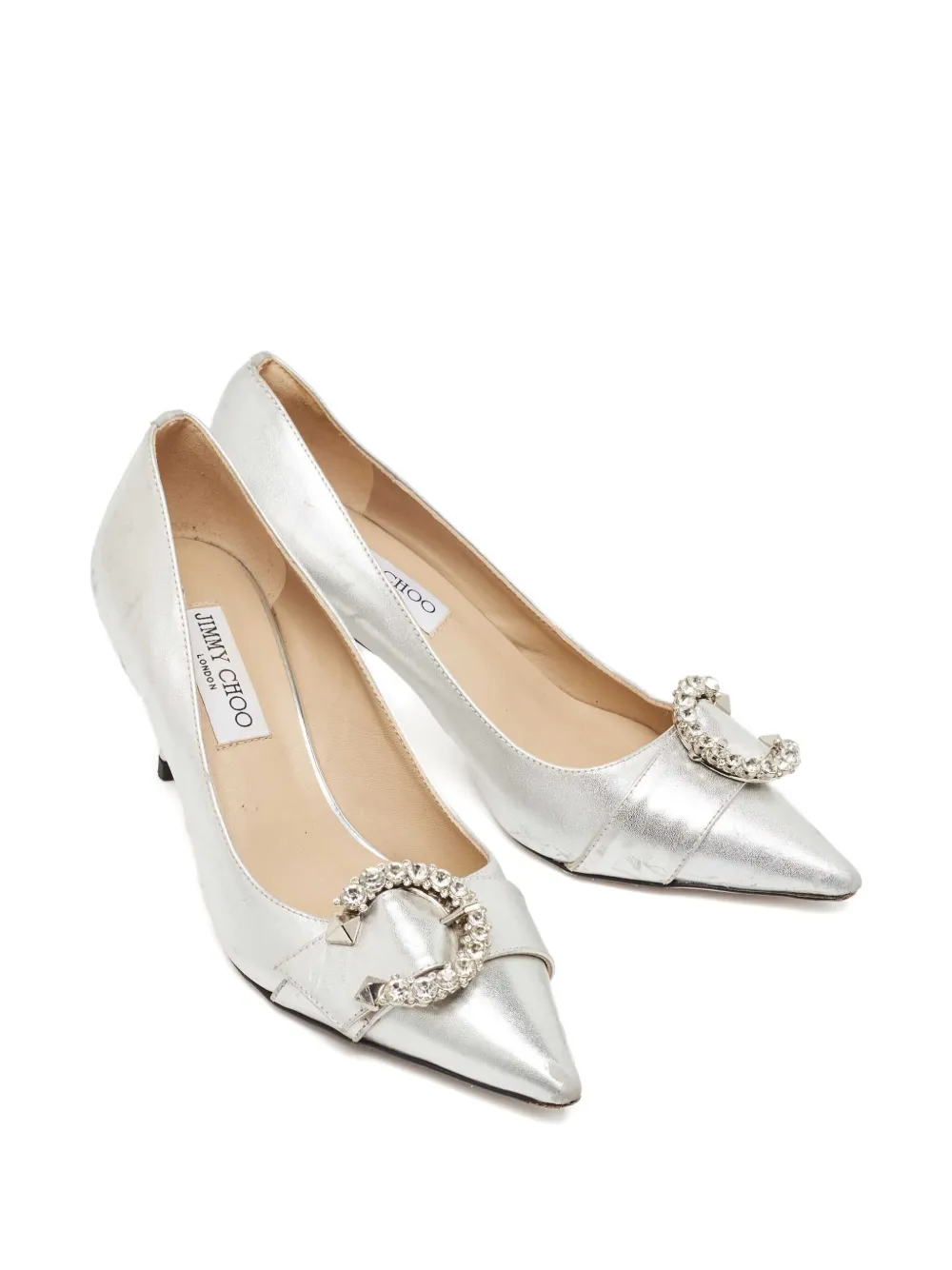 Pre-owned Jimmy Choo 70mm Saresa Crystal-buckle Pumps