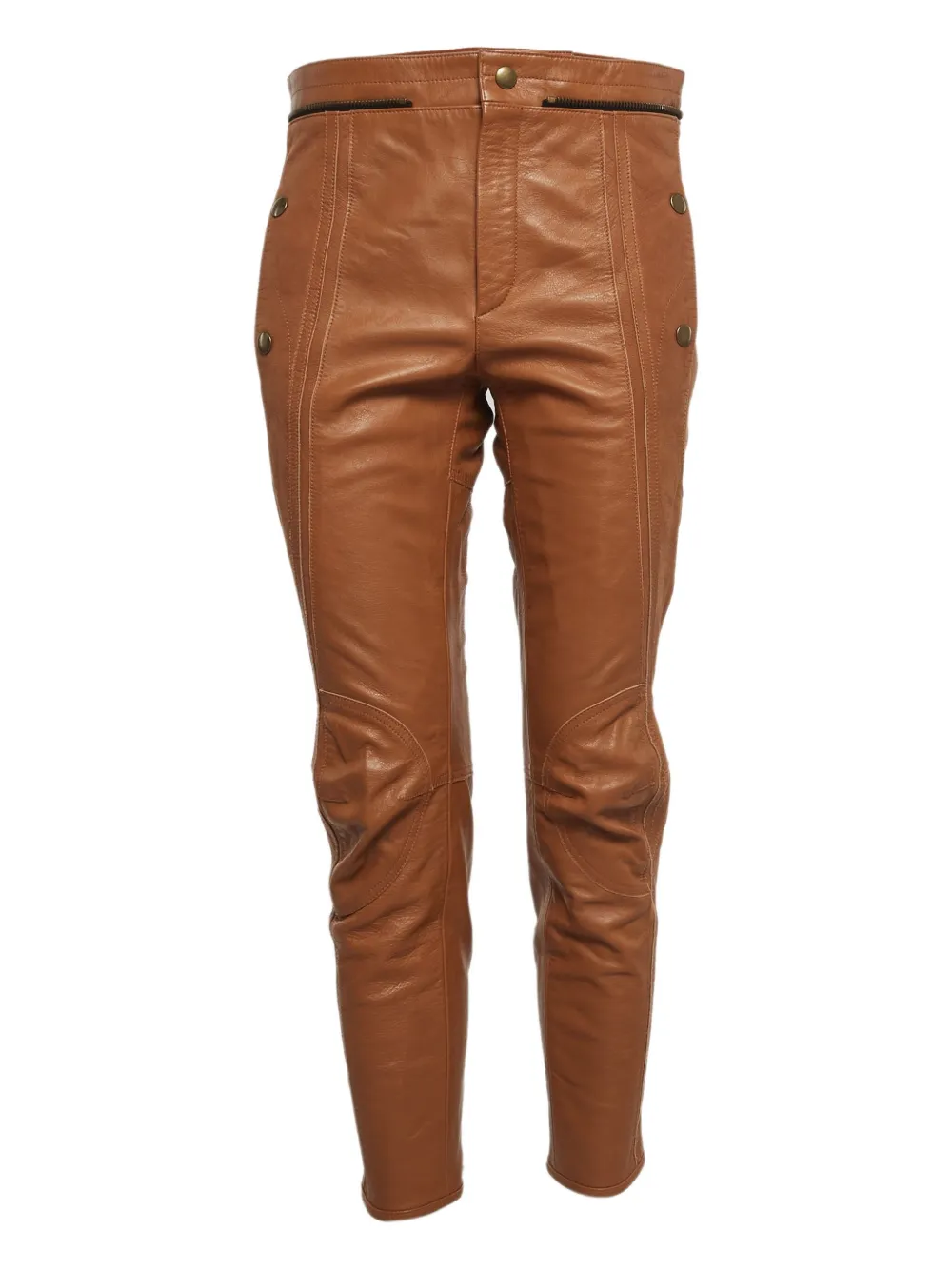 Chloé Pre-Owned Pantaloni dritti in pelle - Marrone