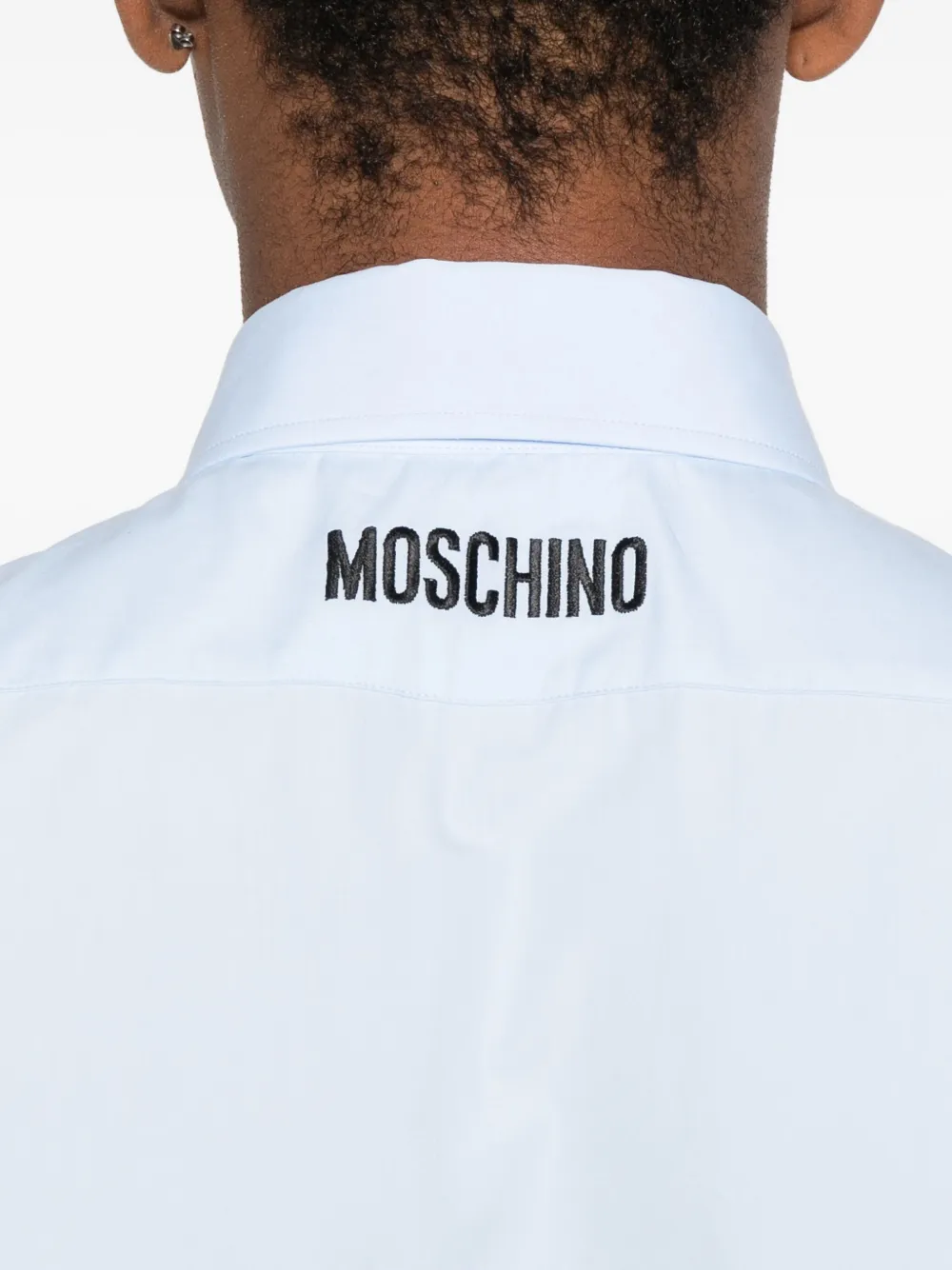 Moschino embroidered cotton shirt Blauw