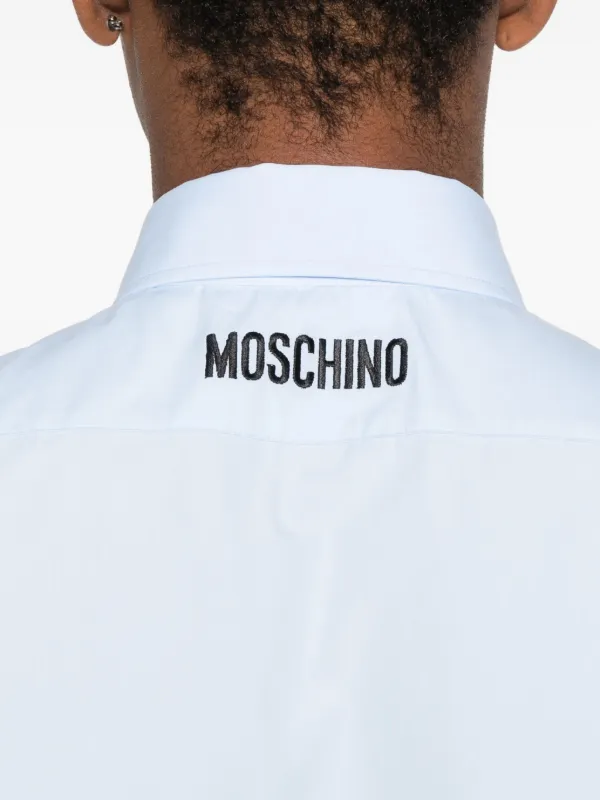 Moschino Men Shirt With Embroidery - Light Blue Moschino Men Shirt With Embroidery - Light Blue