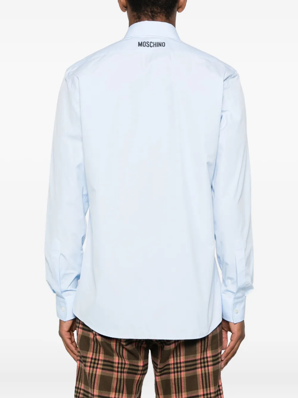 Moschino embroidered cotton shirt Blauw