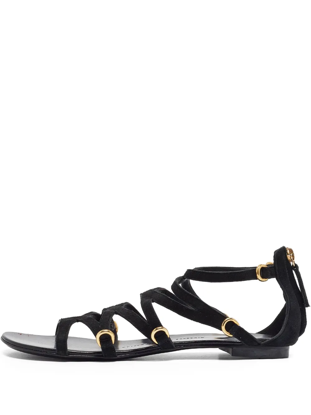 pre-owned suede flat sandals