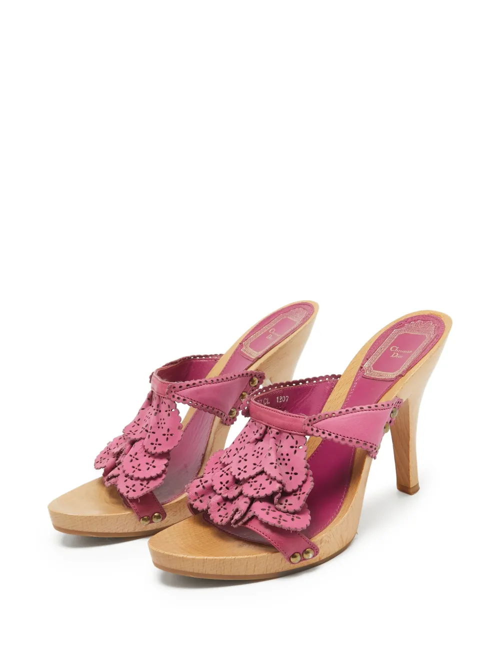 Christian Dior Pre-Owned Lasercut houten sandalen - Pink