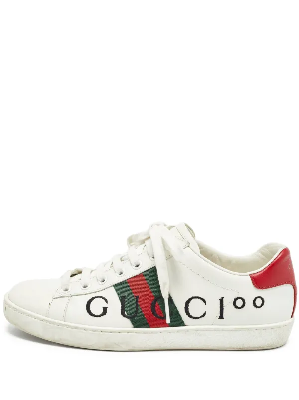 GUCCI グッチ レザー スニーカー シェリーライン 蜂 Bee 赤緑ホワイト