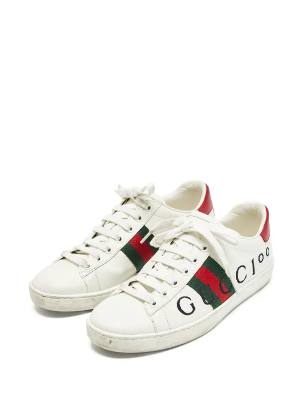 Gucci Pre-Owned Ace Leather Sneakers | White | FARFETCH