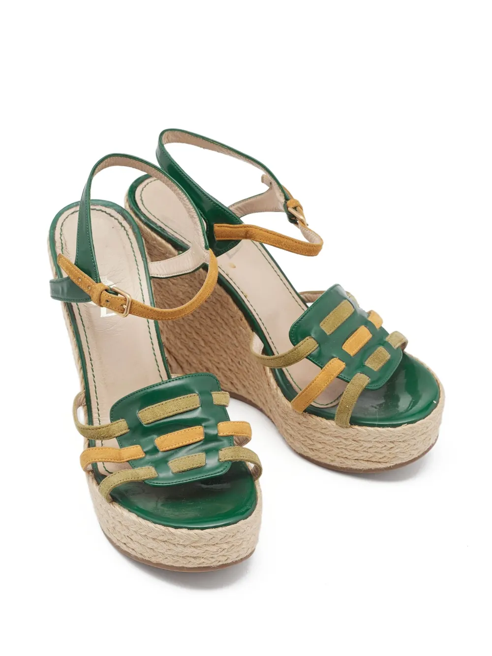 Saint Laurent Pre-Owned 130 mm leren sandalen met sleehak - Groen