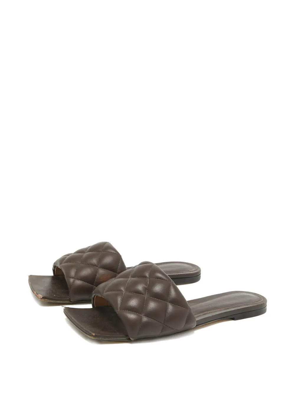 Bottega Veneta Pre-Owned Gewatteerde sandalen met vierkante neus - Bruin