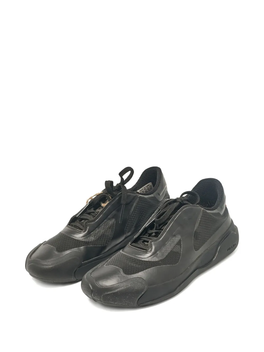 Pre-owned Prada Mesh-panel Sneakers In Black