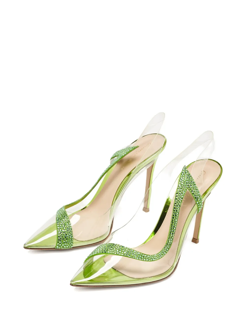 Pre-owned Gianvito Rossi 110mm Crystal-embellished Pumps In Green