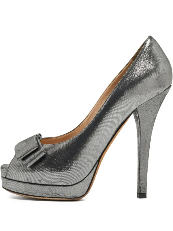 30338588_59535607_600.jpg Fendi Women\'s Metallic Silver Bow Heels main image 0
