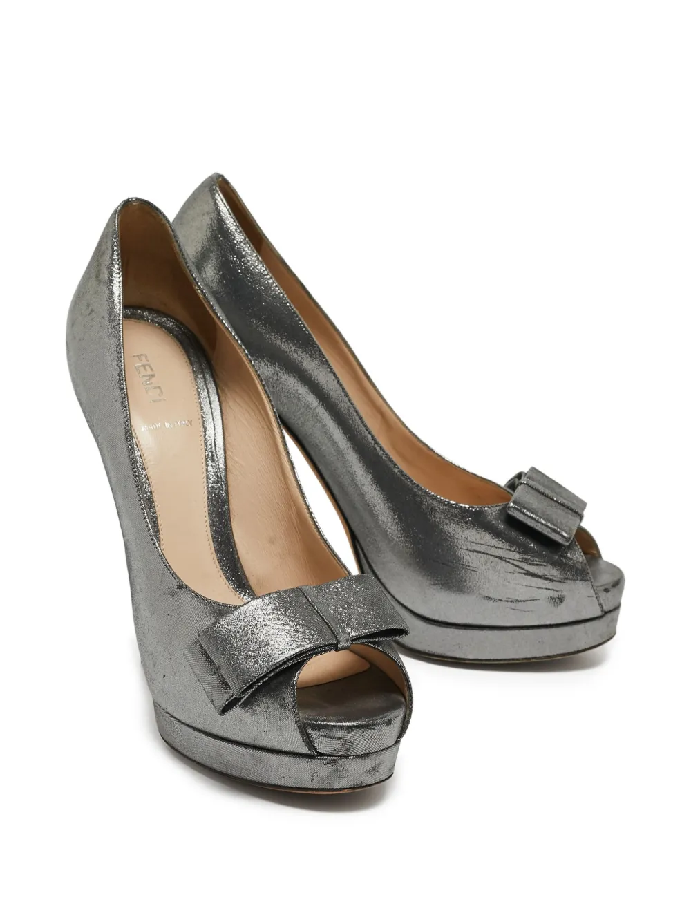 Fendi Pre-Owned 140 mm metallic pumps met open neus - Zilver