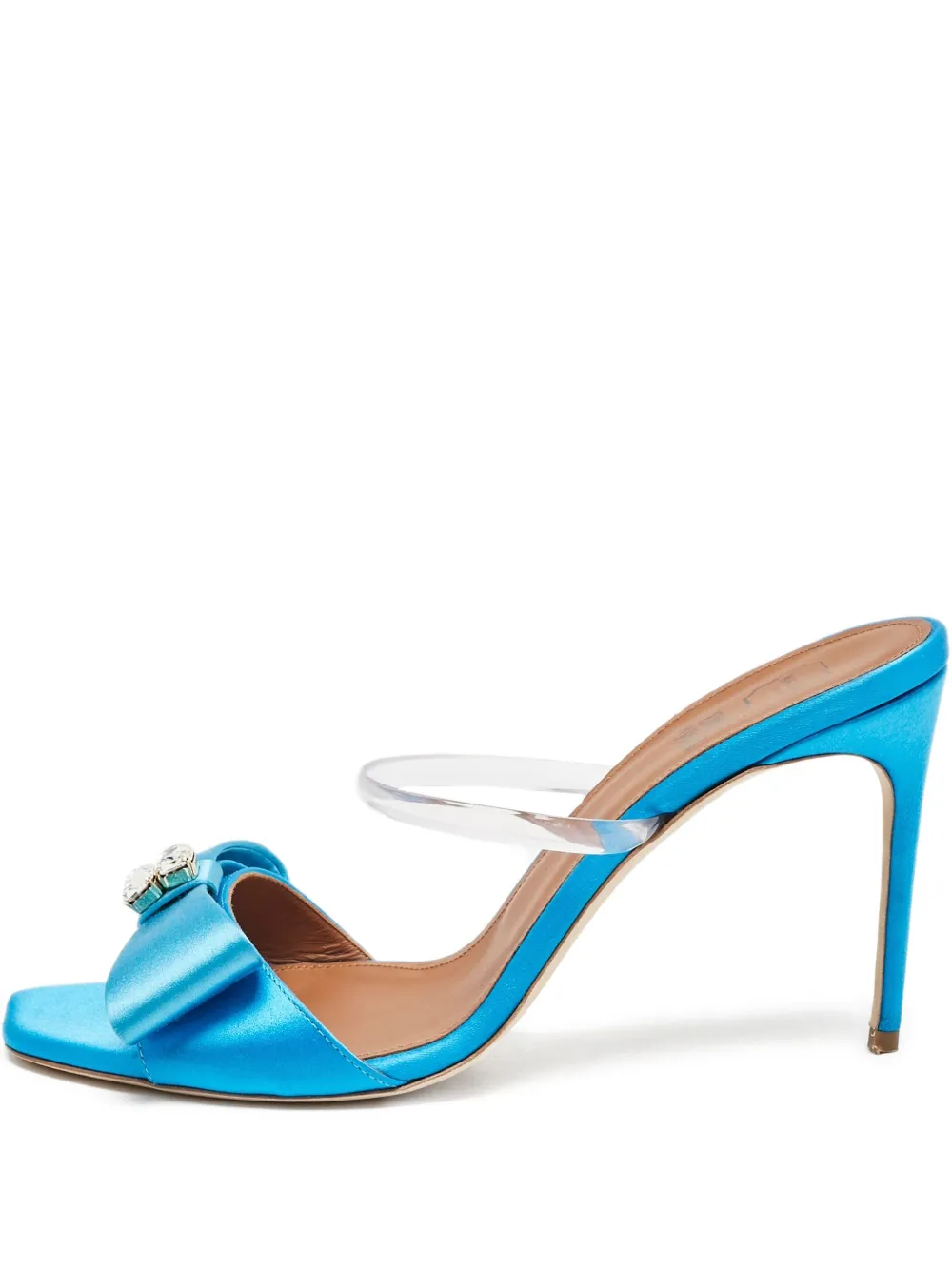 Malone Souliers pre-owned 95mm Emily satin bow-detail stiletto mules | Blue | Image 1
