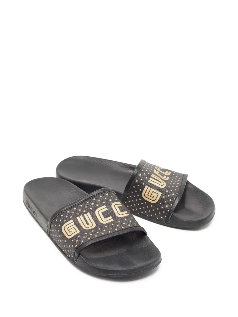 Gucci Pre-Owned Slippers met logoprint - Zwart