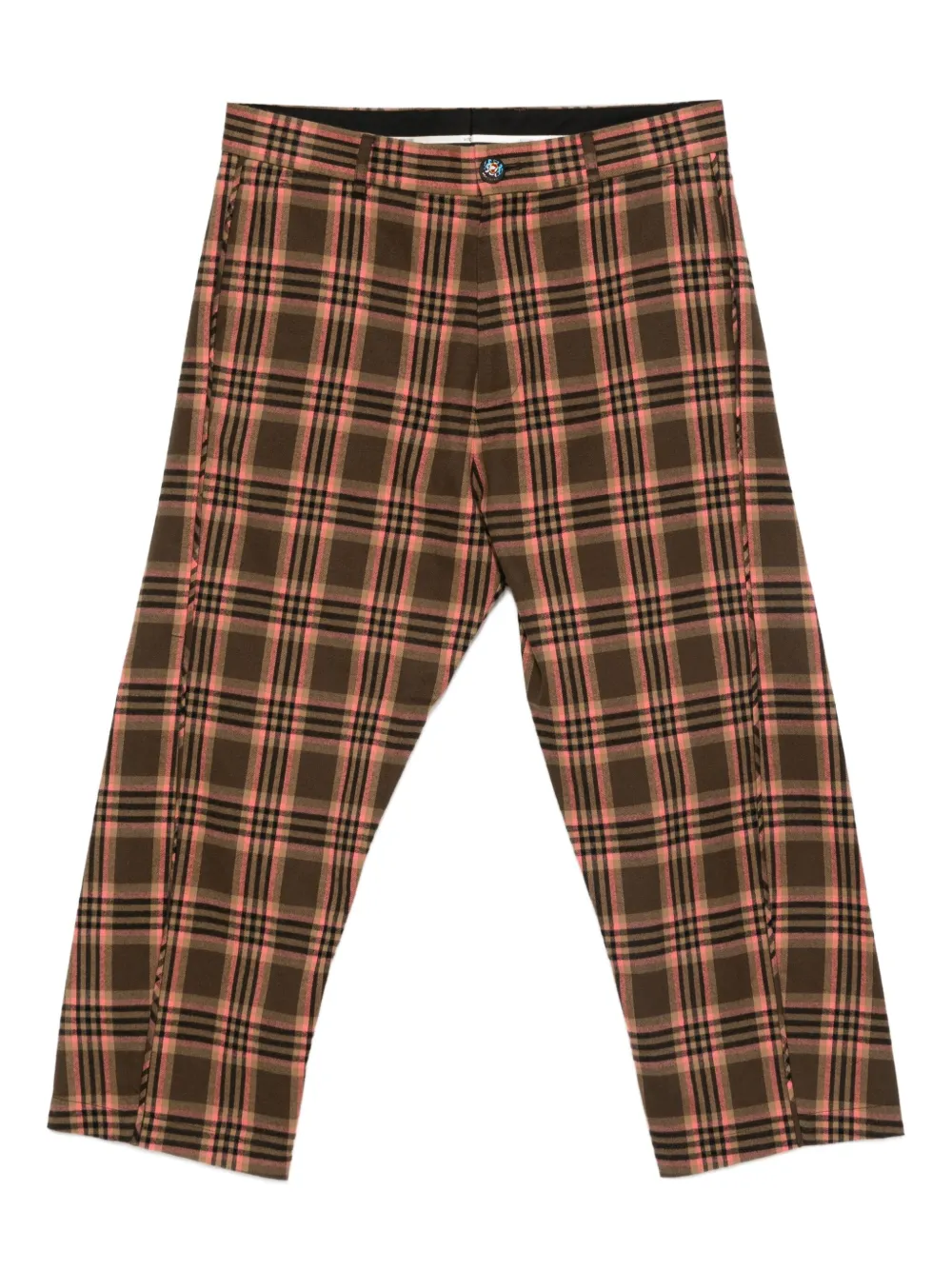 Moschino checked-pattern trousers Groen