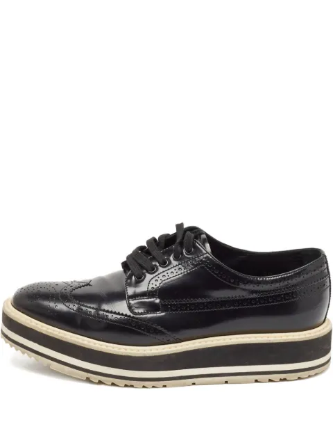 Prada Pre-Owned patent leather brogue platform derby shoes