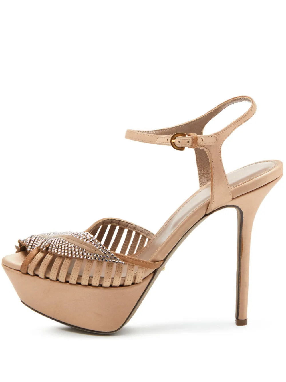 Sergio Rossi Vintage pre-owned 120mm crystal-embellished sandals - Nude